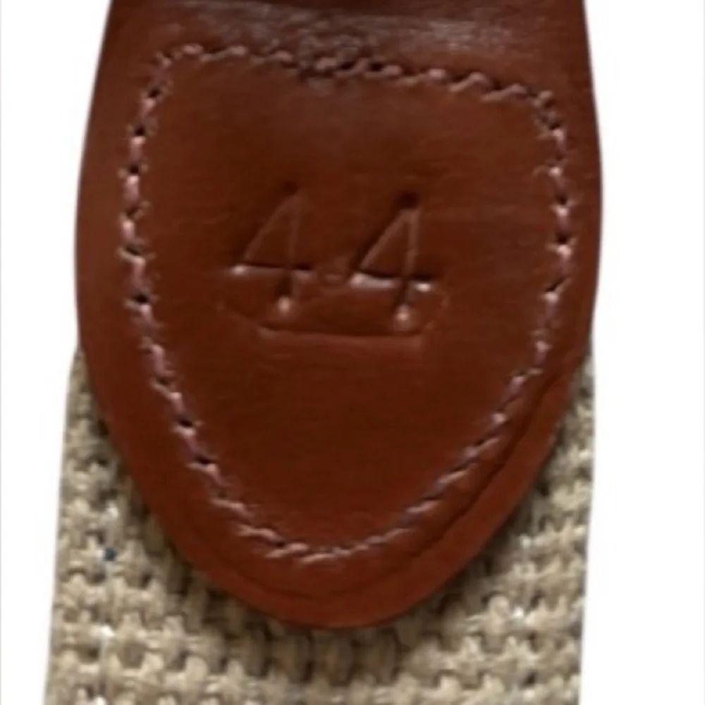 Leather Man Limited Tan and Brown Leather Belt with Airplane Design Size 44
